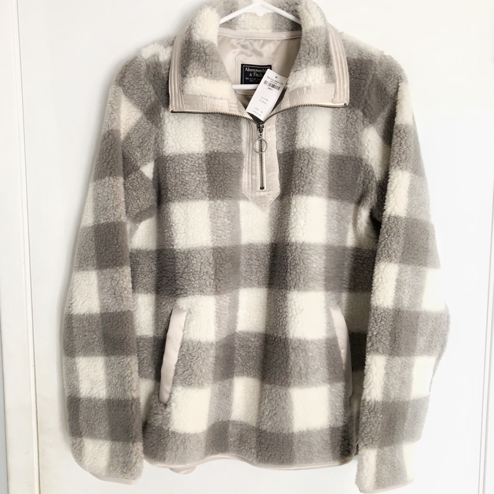 Sherpa pullover quarter zip fuzzy jacket